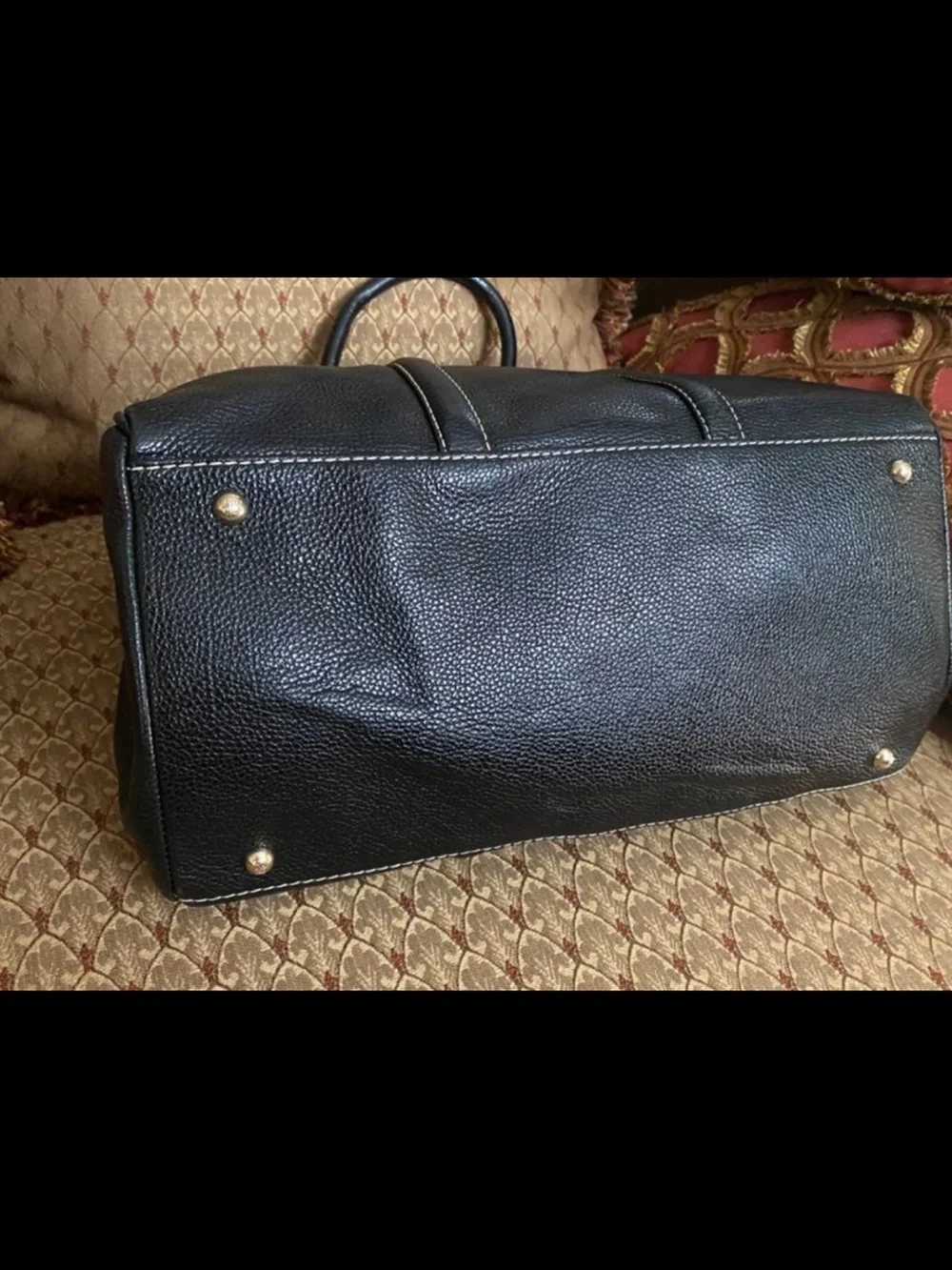 Carolina Herrera Black Leather Andy Satchel Tote Bag